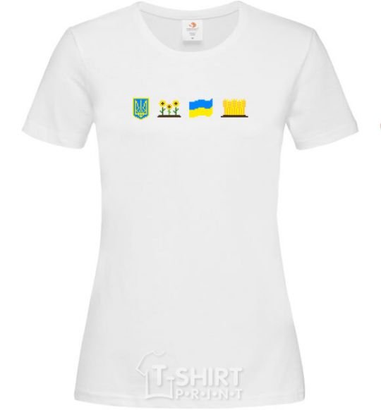 Women's T-shirt Ukraine pixel elements White фото