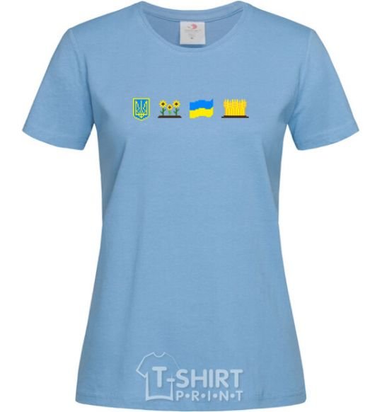 Women's T-shirt Ukraine pixel elements sky-blue фото