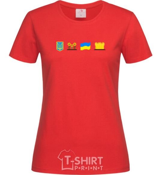 Women's T-shirt Ukraine pixel elements red фото