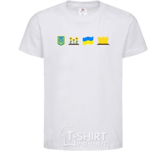 Детская футболка Ukraine pixel elements Белый фото