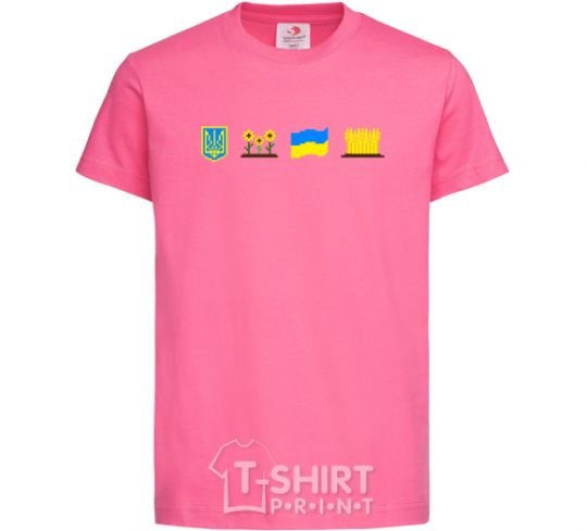 Детская футболка Ukraine pixel elements Ярко-розовый фото