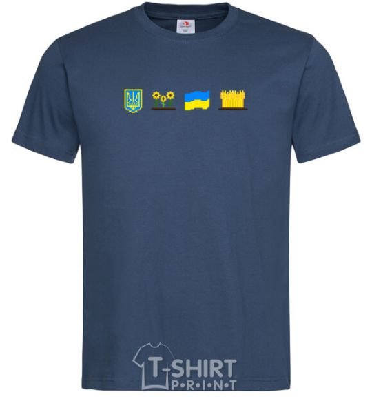 Men's T-Shirt Ukraine pixel elements navy-blue фото