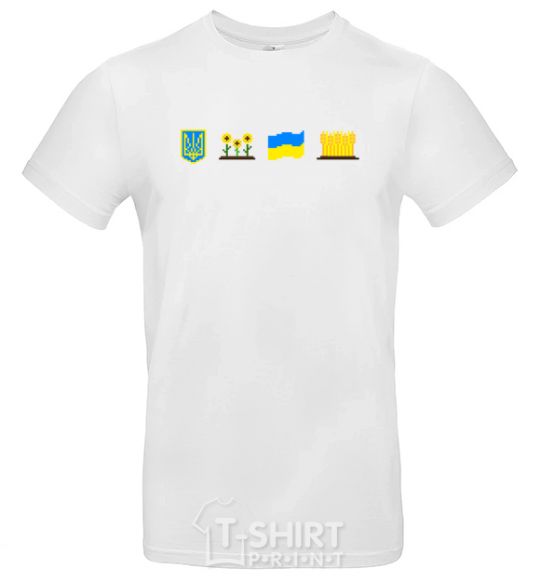 Men's T-Shirt Ukraine pixel elements White фото