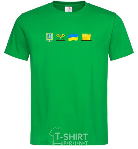 Men's T-Shirt Ukraine pixel elements kelly-green фото