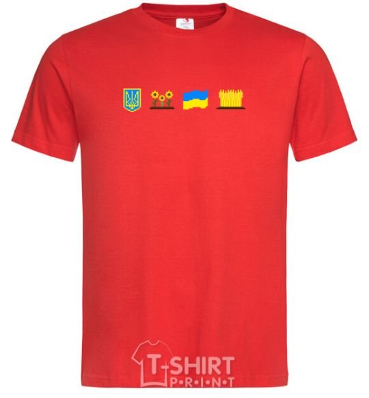 Men's T-Shirt Ukraine pixel elements red фото