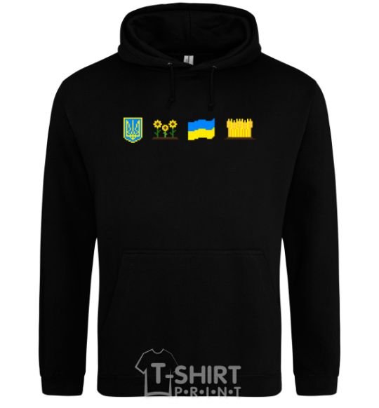 Men`s hoodie Ukraine pixel elements black фото
