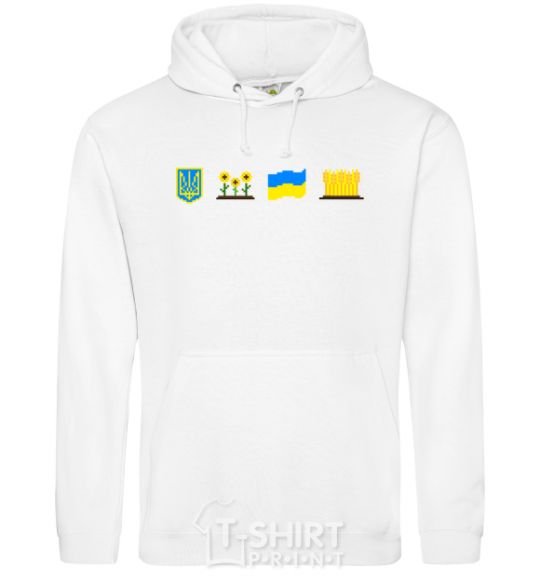 Men`s hoodie Ukraine pixel elements White фото