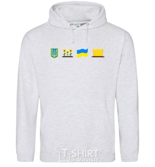 Men`s hoodie Ukraine pixel elements sport-grey фото