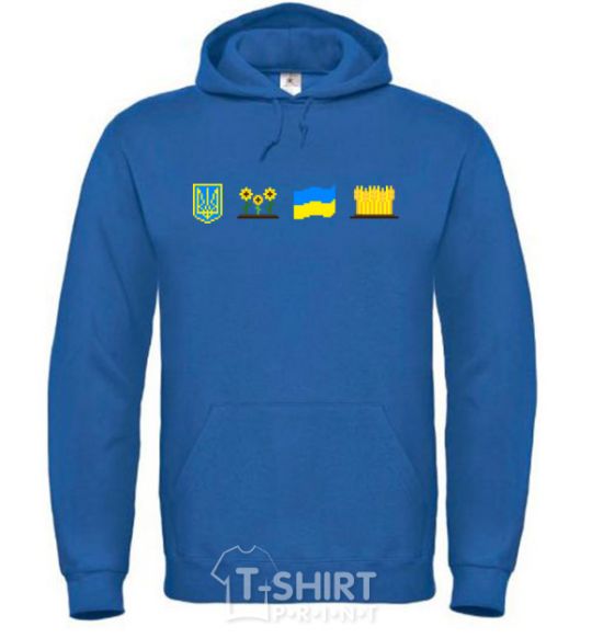 Men`s hoodie Ukraine pixel elements royal фото