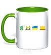 Mug with a colored handle Ukraine pixel elements kelly-green фото
