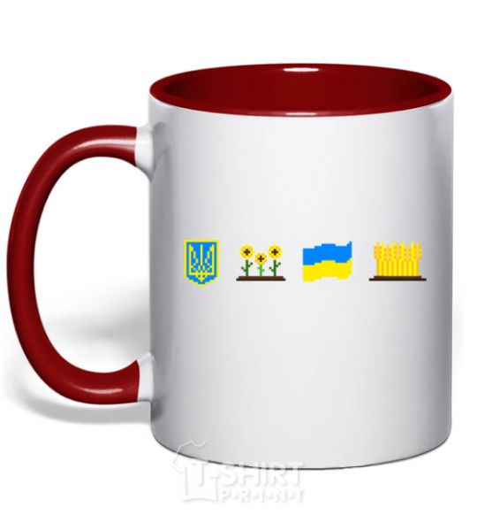 Mug with a colored handle Ukraine pixel elements red фото