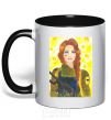 Mug with a colored handle Save UA Zakhystychna black фото