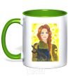 Mug with a colored handle Save UA Zakhystychna kelly-green фото