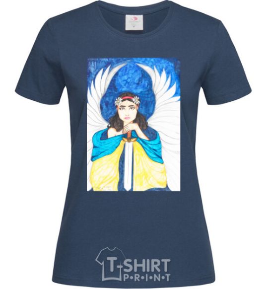 Women's T-shirt The girl is an angel of Ukraine navy-blue фото