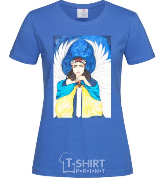 Women's T-shirt The girl is an angel of Ukraine royal-blue фото