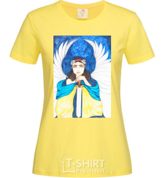 Women's T-shirt The girl is an angel of Ukraine cornsilk фото