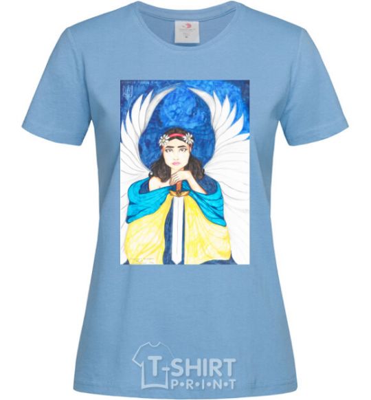 Women's T-shirt The girl is an angel of Ukraine sky-blue фото