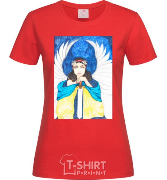 Women's T-shirt The girl is an angel of Ukraine red фото