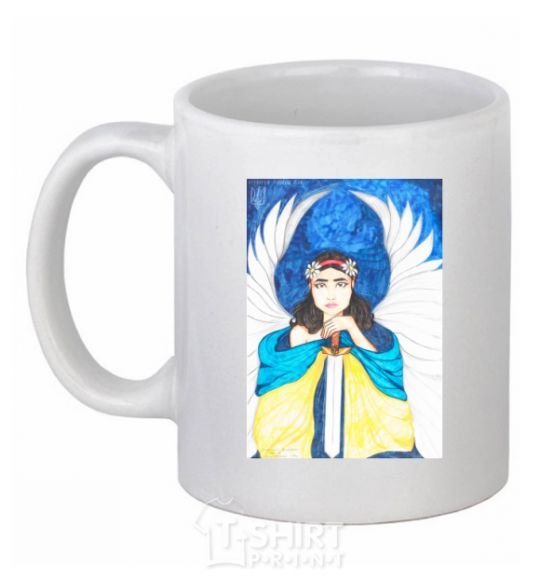 Ceramic mug The girl is an angel of Ukraine White фото