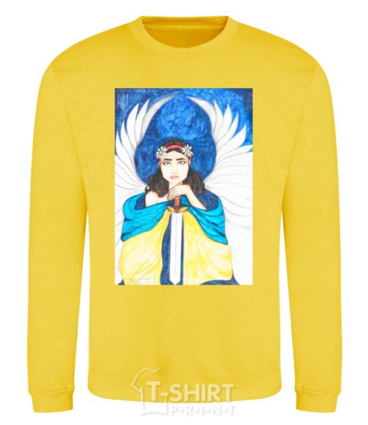 Sweatshirt The girl is an angel of Ukraine yellow фото