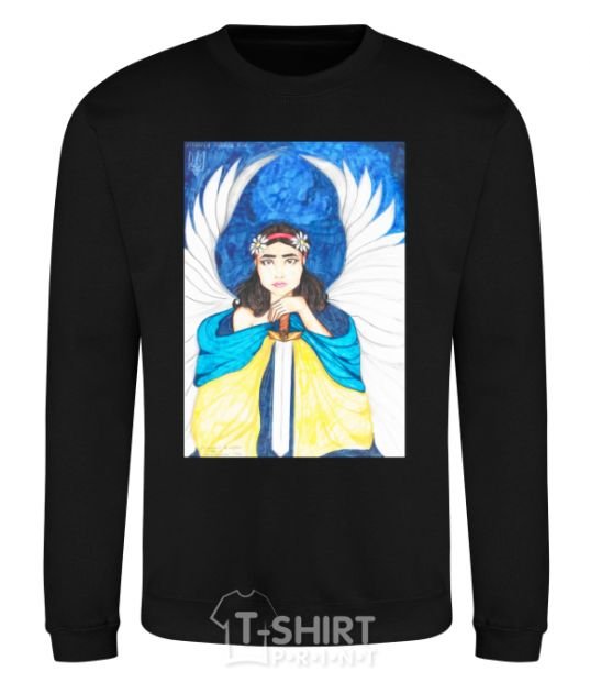 Sweatshirt The girl is an angel of Ukraine black фото