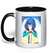 Mug with a colored handle The girl is an angel of Ukraine black фото