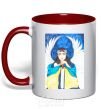 Mug with a colored handle The girl is an angel of Ukraine red фото