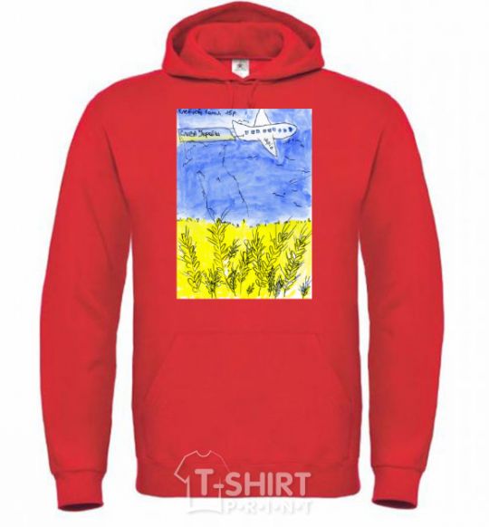 Men`s hoodie Airplane Mriya bright-red фото