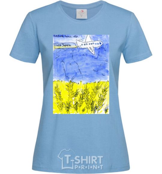 Women's T-shirt Airplane Mriya sky-blue фото