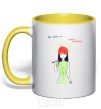 Mug with a colored handle The man of the future yellow фото