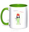 Mug with a colored handle The man of the future kelly-green фото