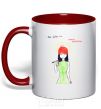 Mug with a colored handle The man of the future red фото