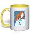 Mug with a colored handle Come back alive yellow фото