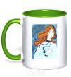 Mug with a colored handle Come back alive kelly-green фото