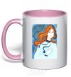 Mug with a colored handle Come back alive light-pink фото