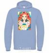 Men`s hoodie Ukrainian woman with poppies sky-blue фото