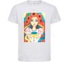 Kids T-shirt Ukrainian woman with poppies White фото