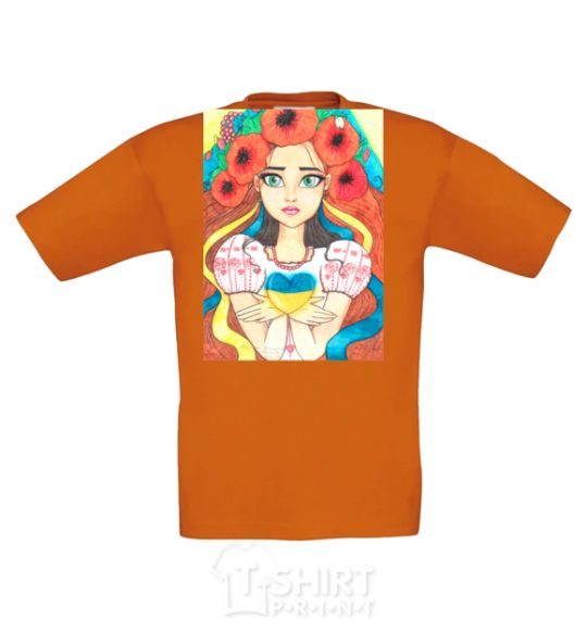 Kids T-shirt Ukrainian woman with poppies cornsilk фото