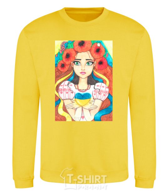 Sweatshirt Ukrainian woman with poppies yellow фото