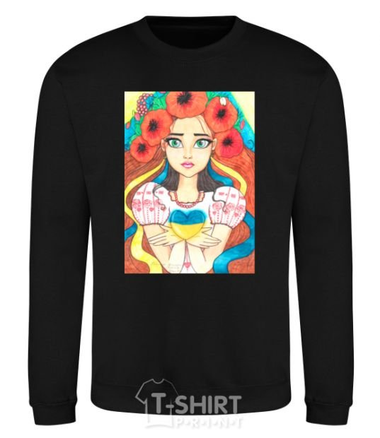 Sweatshirt Ukrainian woman with poppies black фото