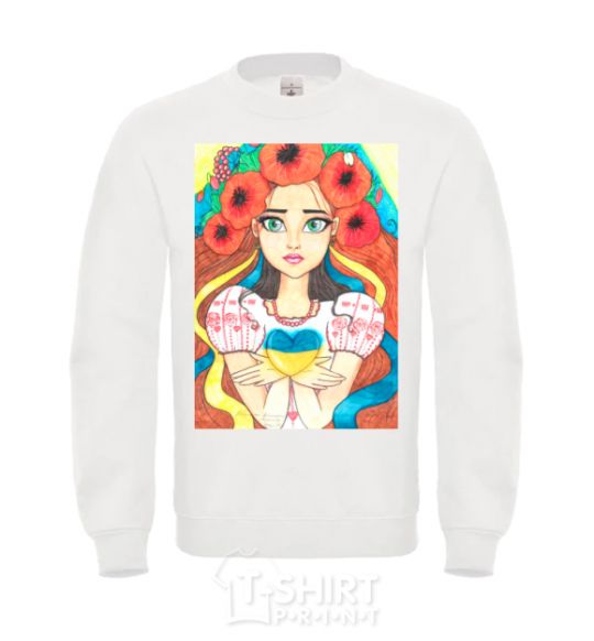 Sweatshirt Ukrainian woman with poppies White фото