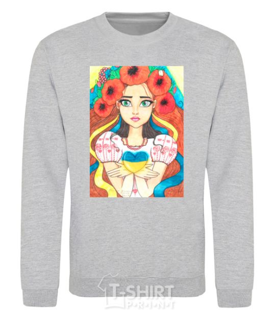 Sweatshirt Ukrainian woman with poppies sport-grey фото