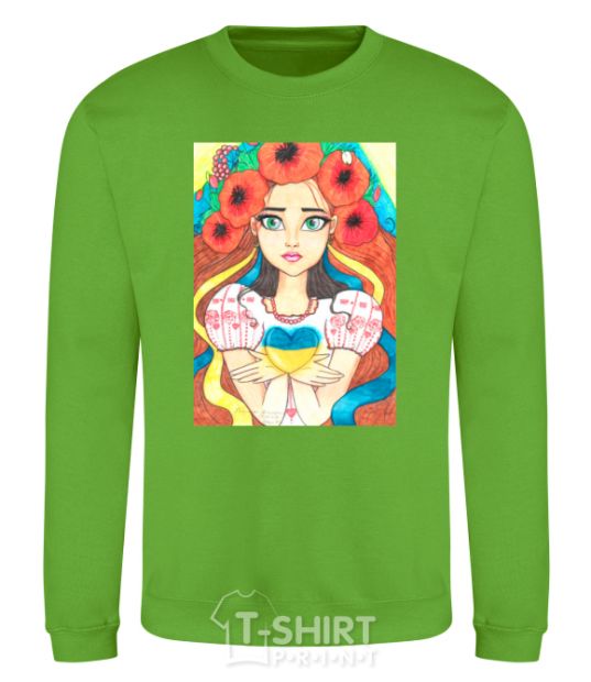 Sweatshirt Ukrainian woman with poppies orchid-green фото