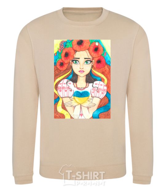 Sweatshirt Ukrainian woman with poppies sand фото