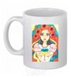 Ceramic mug Ukrainian woman with poppies White фото