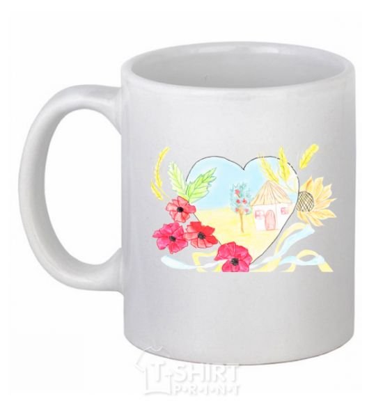 Ceramic mug Ukrainian house White фото