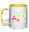 Mug with a colored handle Ukrainian house yellow фото