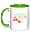 Mug with a colored handle Ukrainian house kelly-green фото