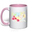 Mug with a colored handle Ukrainian house light-pink фото