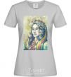 Women's T-shirt Ukrainian woman in a wreath grey фото